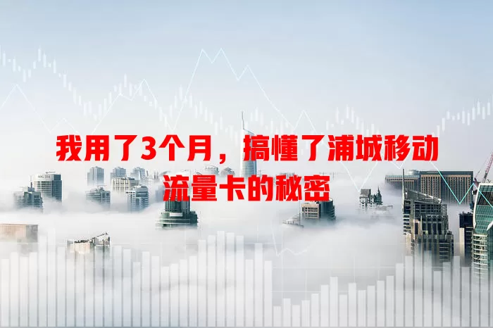 我用了3个月，搞懂了浦城移动流量卡的秘密