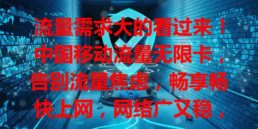 流量需求大的看过来！中国移动流量无限卡，告别流量焦虑，畅享畅快上网，网络广又稳，随时分享精彩，开启数字便利生活