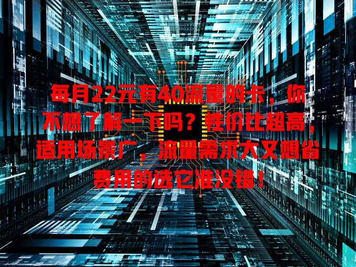 每月22元有40流量的卡，你不想了解一下吗？性价比超高，适用场景广，流量需求大又想省费用的选它准没错！