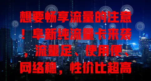 想要畅享流量的注意！阜新纯流量卡来袭，流量足、使用便、网络稳，性价比超高，解决流量烦恼