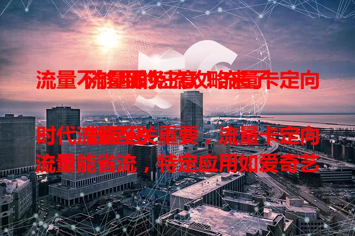 流量不够用的注意！流量卡定向流量跟免流攻略来了

数字化时代流量至关重要，流量卡定向流量能省流，特定应用如爱奇艺等看视频流量从定向池扣，成本降低且范围在扩。免流更强大，特定应用或服务用卡时不耗流，办公学习超实用，选卡了解规则可无忧上网。