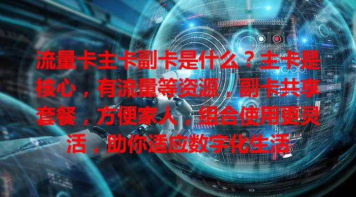 流量卡主卡副卡是什么？主卡是核心，有流量等资源，副卡共享套餐，方便家人，组合使用更灵活，助你适应数字化生活