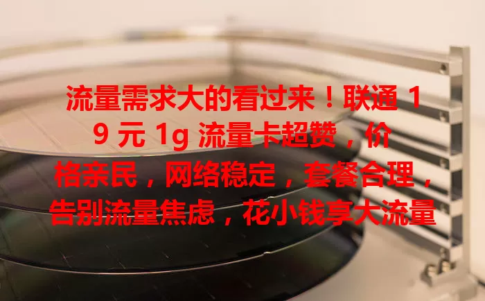 流量需求大的看过来！联通 19 元 1g 流量卡超赞，价格亲民，网络稳定，套餐合理，告别流量焦虑，花小钱享大流量！