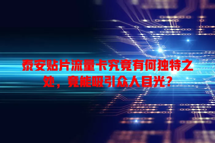 泰安贴片流量卡究竟有何独特之处，竟能吸引众人目光？