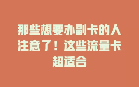 那些想要办副卡的人注意了！这些流量卡超适合