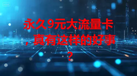 永久9元大流量卡，真有这样的好事？