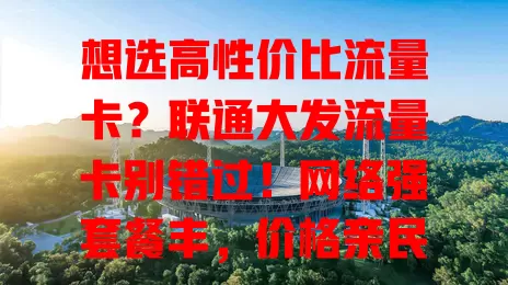 想选高性价比流量卡？联通大发流量卡别错过！网络强套餐丰，价格亲民超划算，助你畅享精彩网络生活