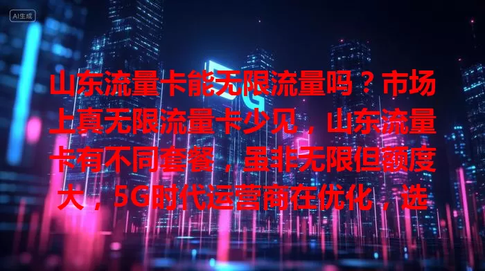 山东流量卡能无限流量吗？市场上真无限流量卡少见，山东流量卡有不同套餐，虽非无限但额度大，5G时代运营商在优化，选适合套餐能畅享网络