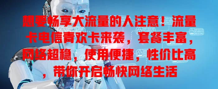想要畅享大流量的人注意！流量卡电信青欢卡来袭，套餐丰富，网络超稳，使用便捷，性价比高，带你开启畅快网络生活