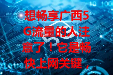 想畅享广西5G流量的人注意了！它是畅快上网关键，能让你在广西无论何地都与高速网络相连，看剧、工作、游戏、分享生活全不耽误，尽情畅享便捷精彩数字生活