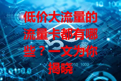 低价大流量的流量卡都有哪些？一文为你揭晓