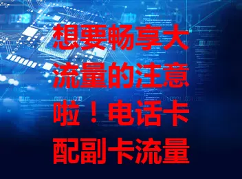 想要畅享大流量的注意啦！电话卡配副卡流量卡来袭，主副卡共享超灵活，费用优惠，流量可自由分配，告别流量烦恼，给生活工作全新体验