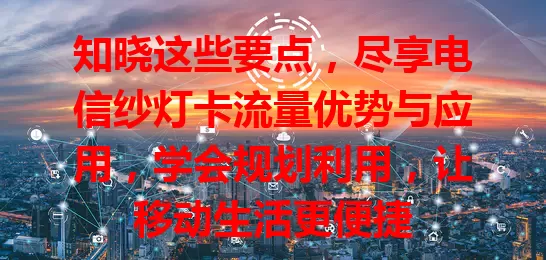 知晓这些要点，尽享电信纱灯卡流量优势与应用，学会规划利用，让移动生活更便捷