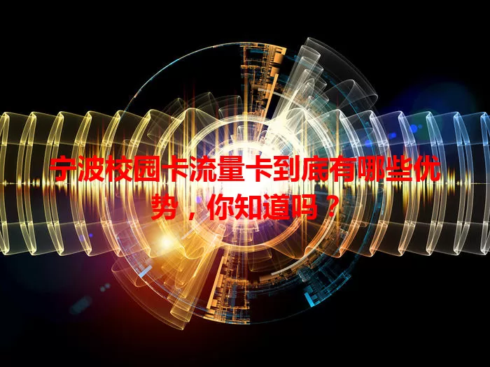 宁波校园卡流量卡到底有哪些优势，你知道吗？