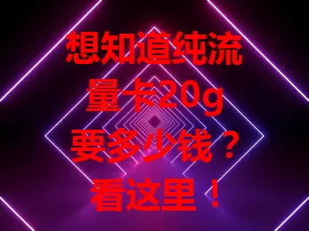 想知道纯流量卡20g要多少钱？看这里！