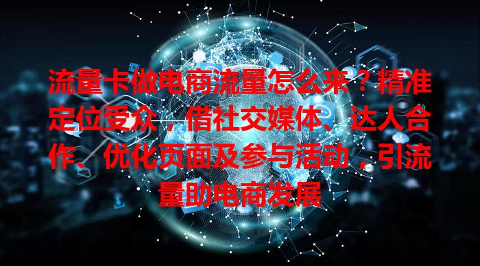 流量卡做电商流量怎么来？精准定位受众，借社交媒体、达人合作、优化页面及参与活动，引流量助电商发展