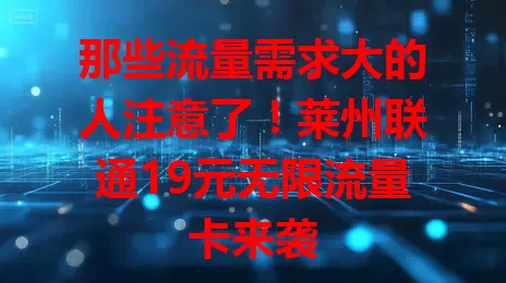 那些流量需求大的人注意了！莱州联通19元无限流量卡来袭