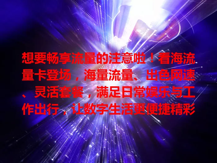 想要畅享流量的注意啦！看海流量卡登场，海量流量、出色网速、灵活套餐，满足日常娱乐与工作出行，让数字生活更便捷精彩
