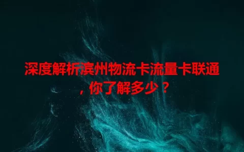 深度解析滨州物流卡流量卡联通，你了解多少？