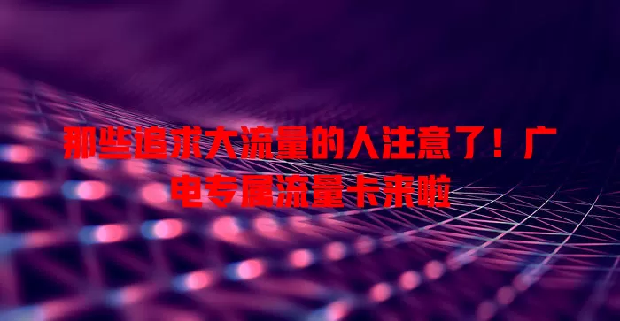 那些追求大流量的人注意了！广电专属流量卡来啦
