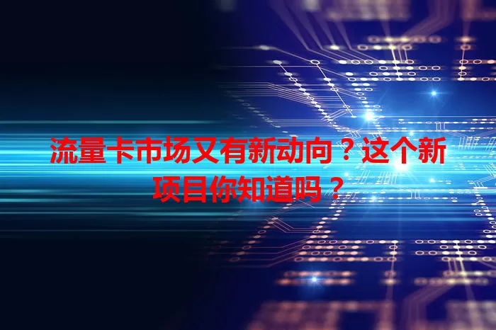 流量卡市场又有新动向？这个新项目你知道吗？