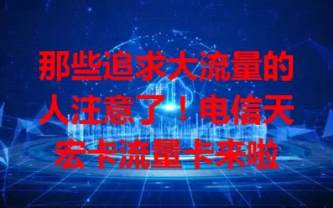 那些追求大流量的人注意了！电信天宏卡流量卡来啦