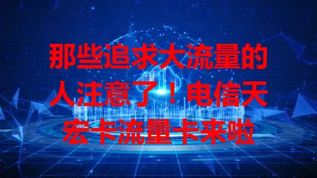 那些追求大流量的人注意了！电信天宏卡流量卡来啦
