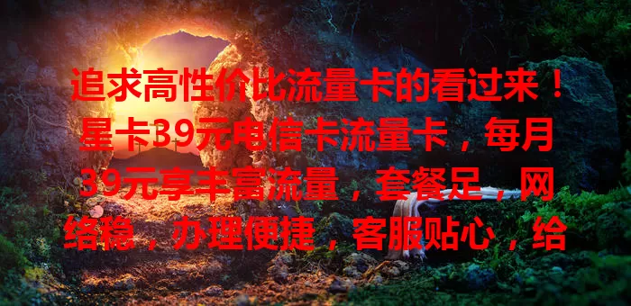 追求高性价比流量卡的看过来！星卡39元电信卡流量卡，每月39元享丰富流量，套餐足，网络稳，办理便捷，客服贴心，给你全新流量体验，别犹豫，赶紧开启畅快上网之旅！