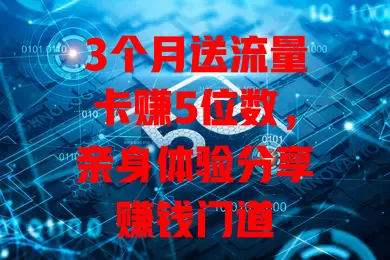 3个月送流量卡赚5位数，亲身体验分享赚钱门道