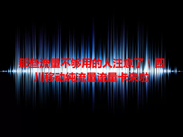 那些流量不够用的人注意了！四川移动纯流量流量卡来啦