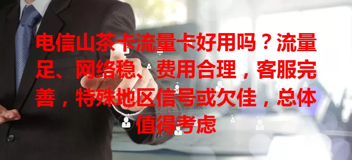 电信山茶卡流量卡好用吗？流量足、网络稳、费用合理，客服完善，特殊地区信号或欠佳，总体值得考虑