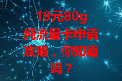 19元80g纯流量卡申请攻略，你知道吗？