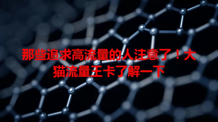 那些追求高流量的人注意了！大猫流量王卡了解一下