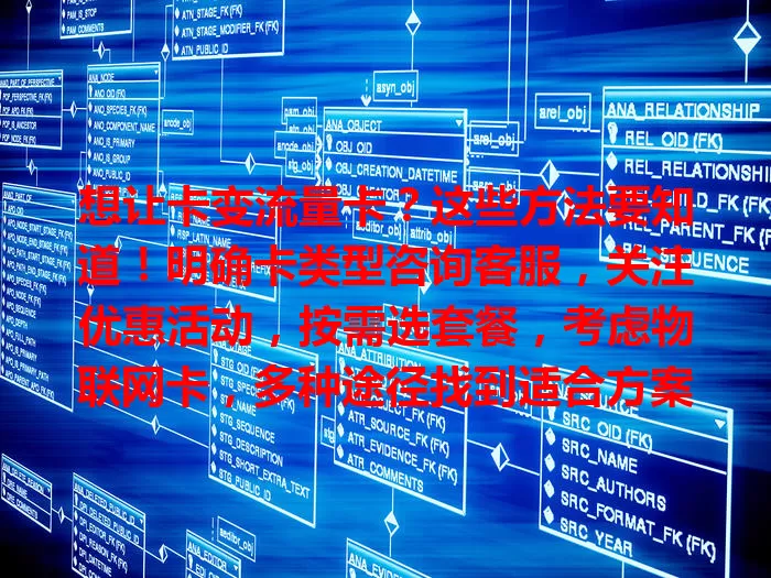 想让卡变流量卡？这些方法要知道！明确卡类型咨询客服，关注优惠活动，按需选套餐，考虑物联网卡，多种途径找到适合方案，满足上网需求
