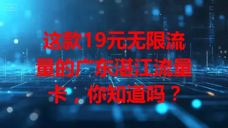 这款19元无限流量的广东湛江流量卡，你知道吗？
