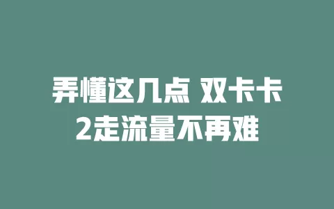 弄懂这几点 双卡卡2走流量不再难