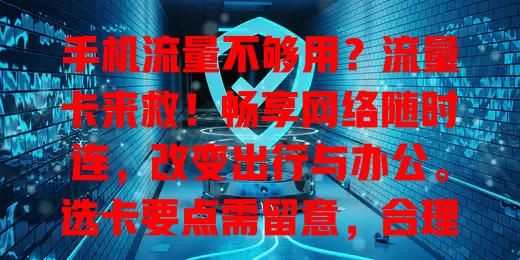 手机流量不够用？流量卡来救！畅享网络随时连，改变出行与办公。选卡要点需留意，合理使用超畅快，让手机成生活好帮手
