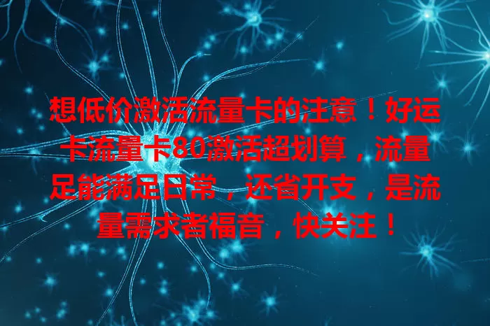 想低价激活流量卡的注意！好运卡流量卡80激活超划算，流量足能满足日常，还省开支，是流量需求者福音，快关注！