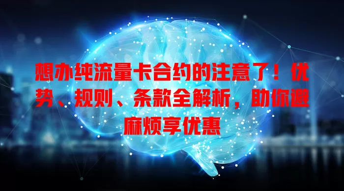 想办纯流量卡合约的注意了！优势、规则、条款全解析，助你避麻烦享优惠