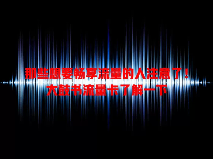 那些想要畅享流量的人注意了！大鼓书流量卡了解一下