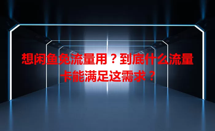 想闲鱼免流量用？到底什么流量卡能满足这需求？