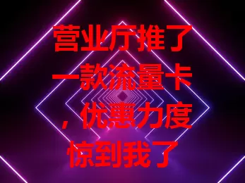营业厅推了一款流量卡，优惠力度惊到我了
