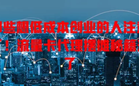 那些想低成本创业的人注意了！流量卡代理摆摊秘籍来了