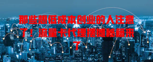 那些想低成本创业的人注意了！流量卡代理摆摊秘籍来了
