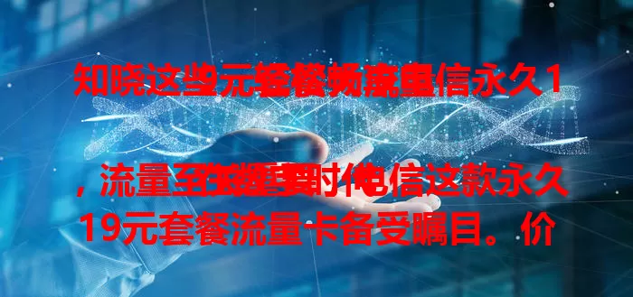 知晓这些，轻松畅享电信永久19元套餐大流量

在数字时代，流量至关重要，电信这款永久19元套餐流量卡备受瞩目。价格亲民，永久套餐无变更烦恼，流量足，刷视频、追剧、玩游戏、工作沟通全不愁，网络稳，偏远或人多也不怕，性价比超高！