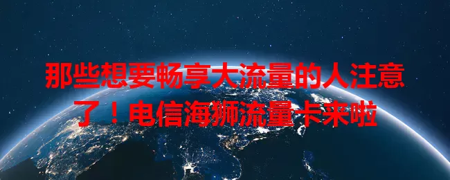 那些想要畅享大流量的人注意了！电信海狮流量卡来啦