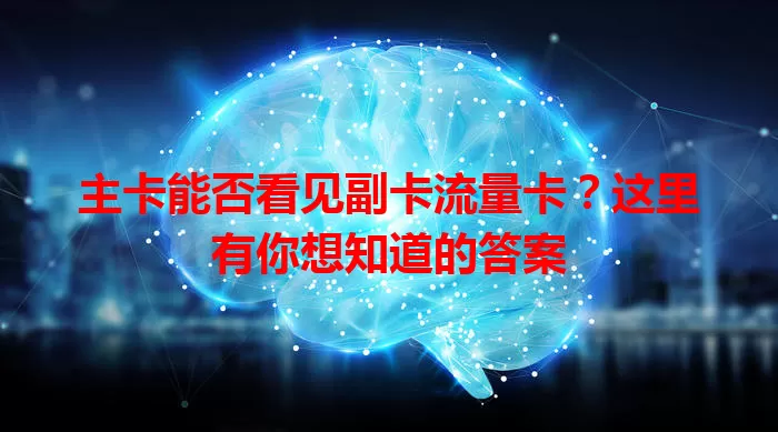 主卡能否看见副卡流量卡？这里有你想知道的答案