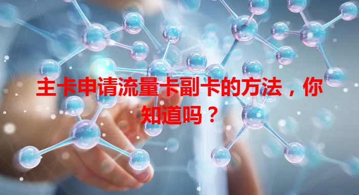 主卡申请流量卡副卡的方法，你知道吗？