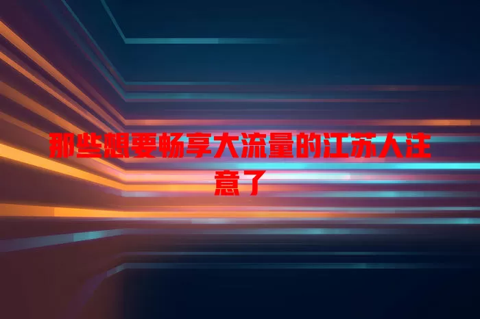 那些想要畅享大流量的江苏人注意了