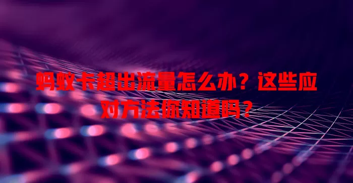 蚂蚁卡超出流量怎么办？这些应对方法你知道吗？